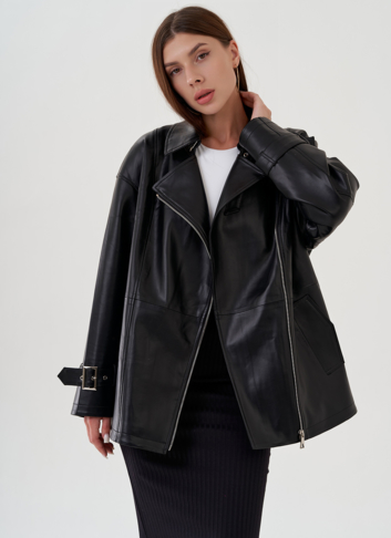 Куртка женская из эко кожи с поясом