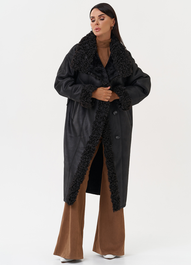 Женская дубленка из эко замши с поясом модель № 31280 универмаг малина