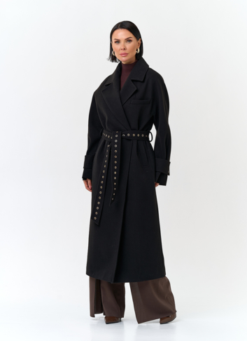 Женское пальто с акцентным поясом