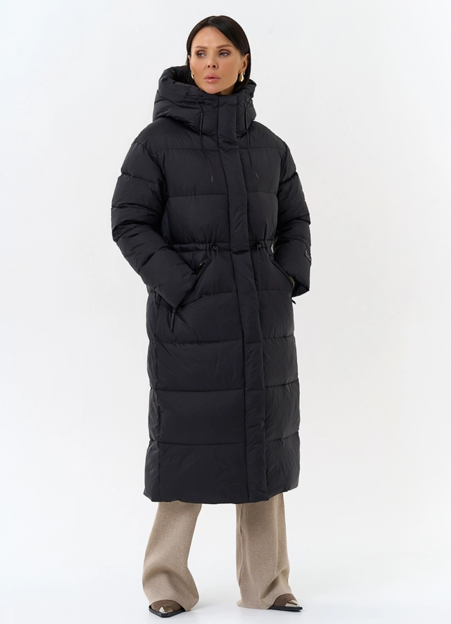 Женский пуховик черного цвета с капюшоном модель № 31935 в кредит