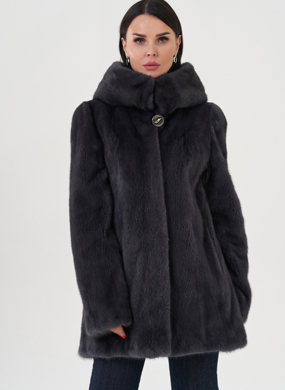 Шуба из норки в цвете графит
