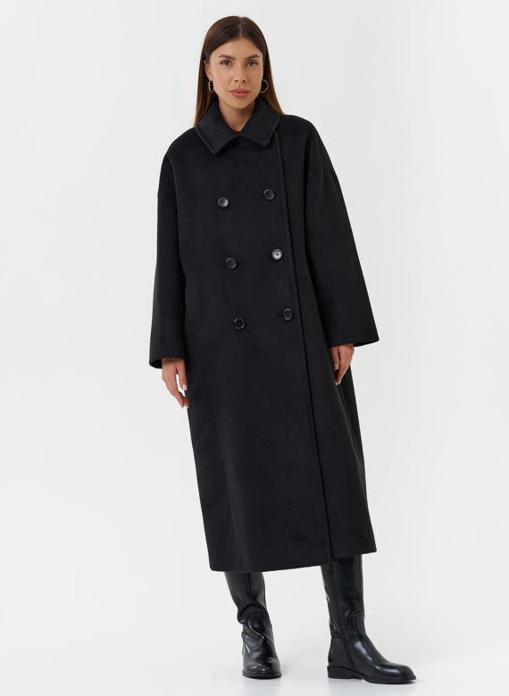 Длинное пальто черного цвета
