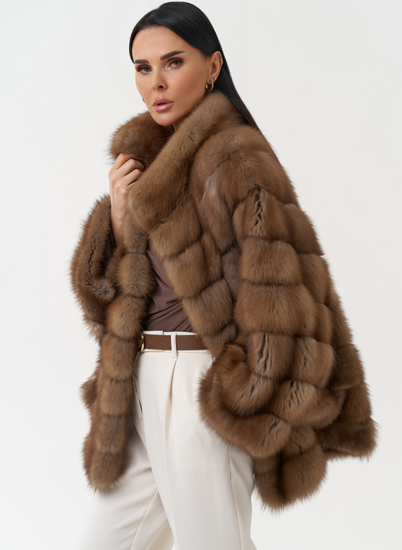 Шуба из куницы с воротником стойка