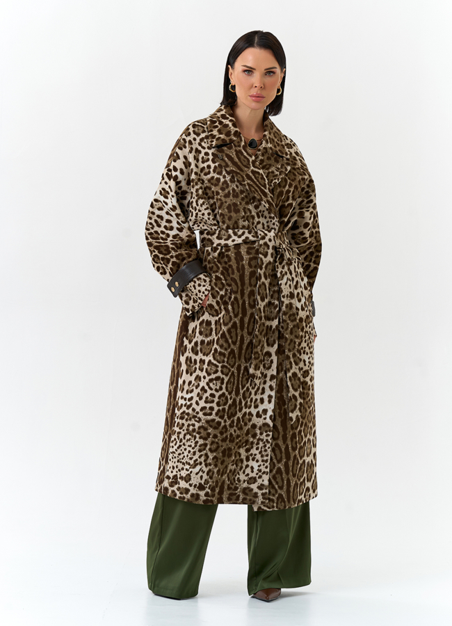 Женское пальто с анималистическим принтом модель № 32555 универмаг малина