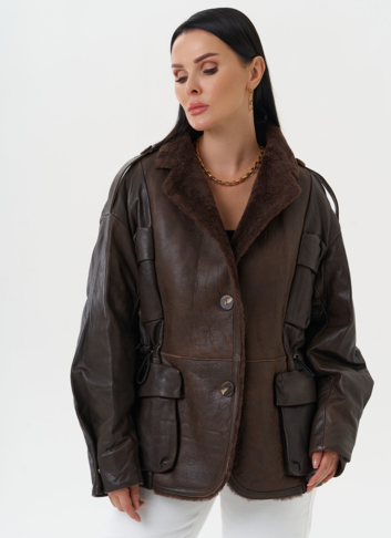 Комбинированная куртка из натуральной кожи и овчины