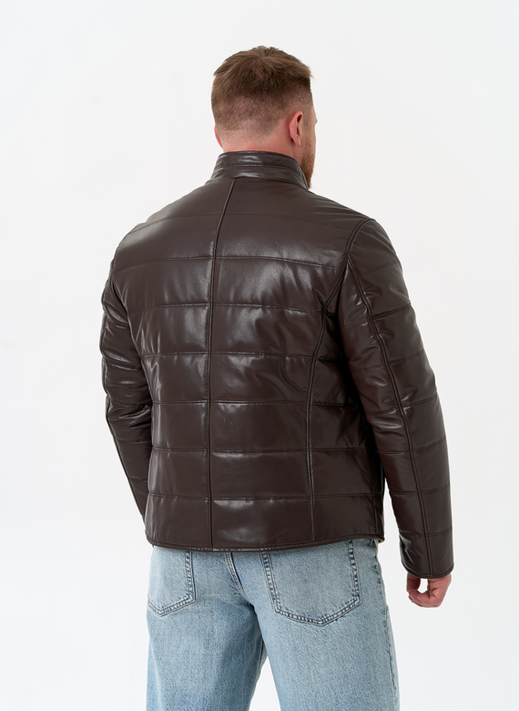 Мужская куртка из натуральной кожи с воротником стойкой