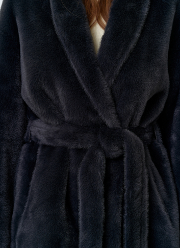 Женская шуба из эко меха с воротником шаль