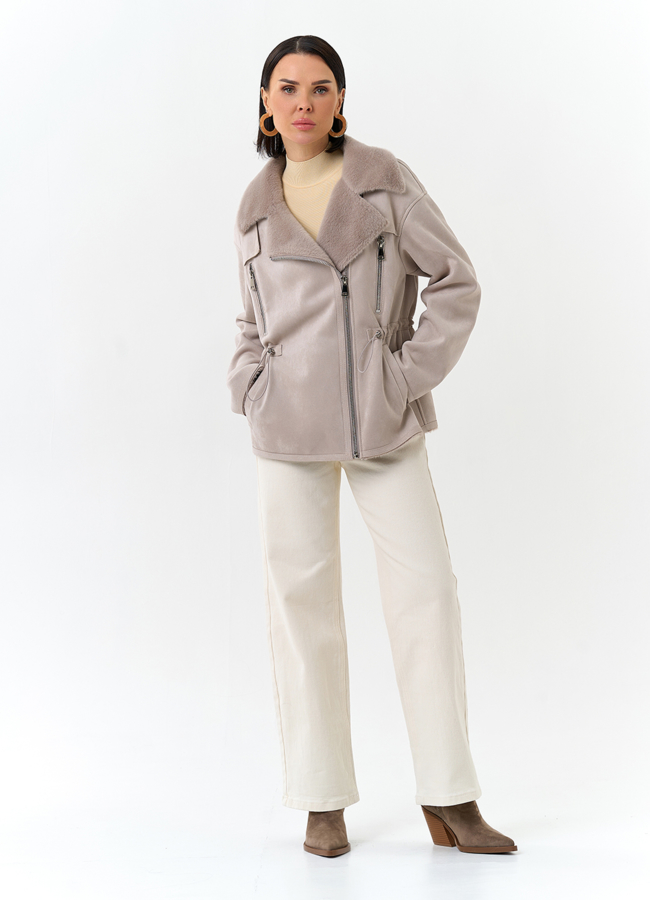 Женская дубленка из эко замши модель № 32694 в кредит