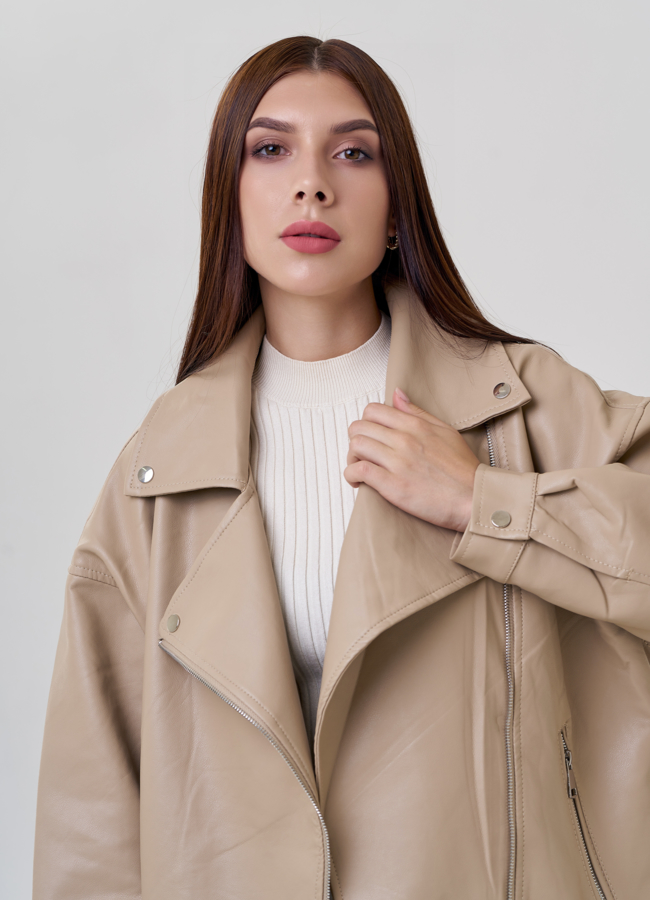 Женская куртка оверсайз из эко кожи модель № 23255 универмаг малина