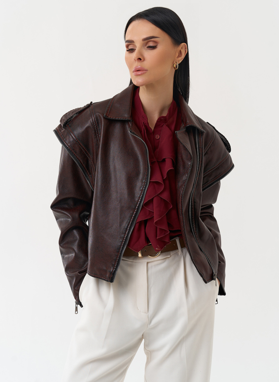 Куртка женская из эко кожи в стиле ретро
