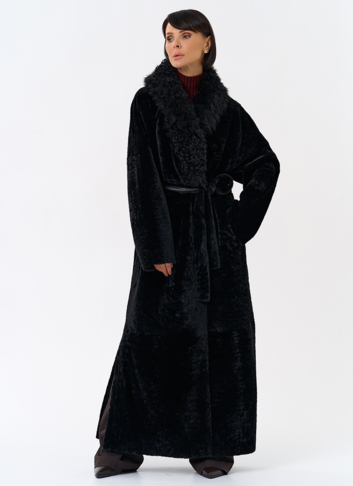 Женская натуральная дубленка с воротником шаль