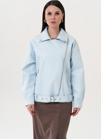 Куртка "косуха" голубого цвета из эко кожи