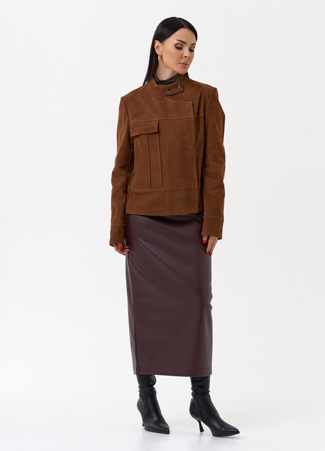 Замшевая куртка - футляр модель № 29924 универмаг малина