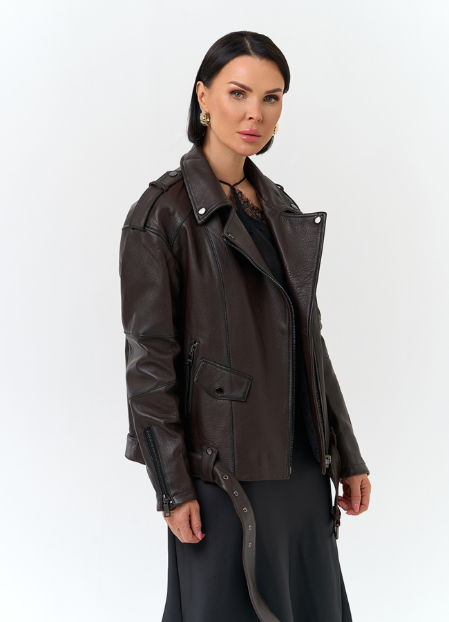 Женская косуха из натуральной кожи модель № 32737 универмаг малина