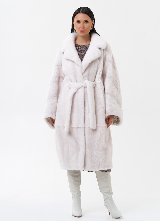 Белая норковая шуба модель № 29167 в рассрочку