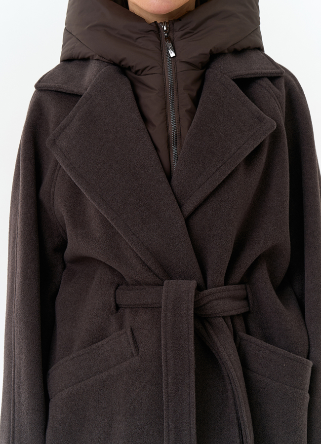 Женское пальто со съемный капюшоном модель № 32699 универмаг малина