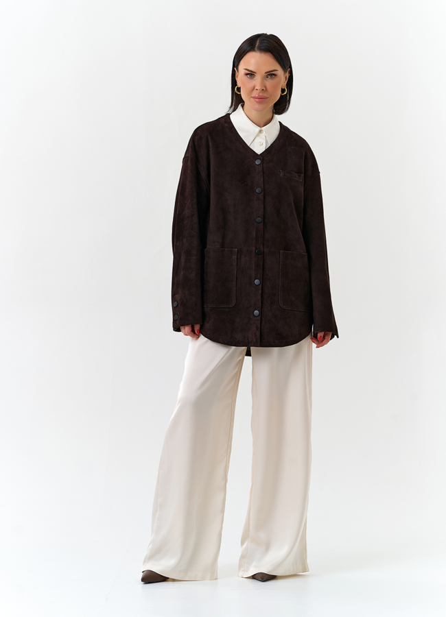 Удлиненная куртка из натуральной замши модель № 32534 универмаг малина