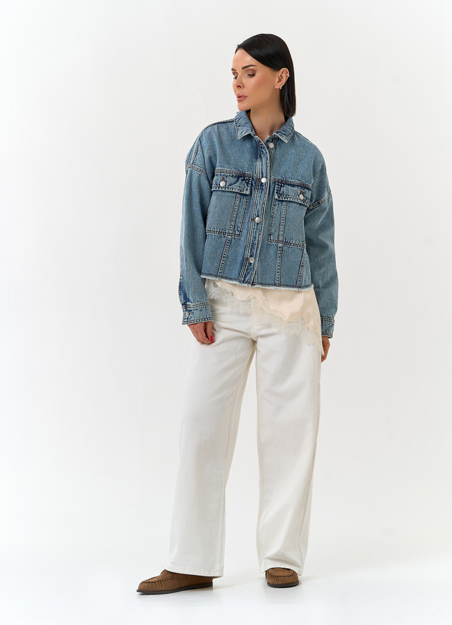 Женская джинсовая куртка модель № 33127 в кредит