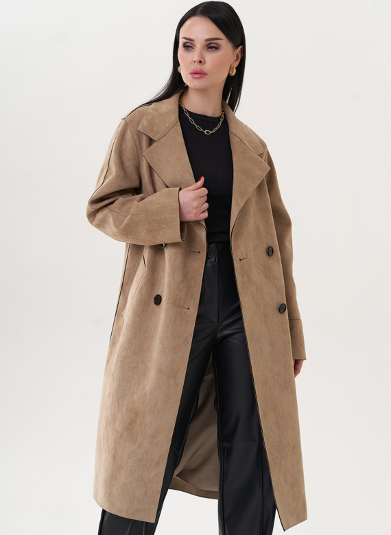 Пальто из эко замши