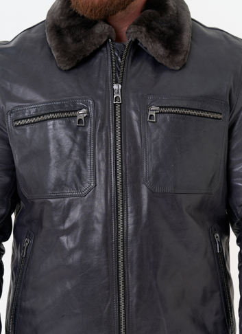Куртка из натуральной кожи с отделкой из овчины