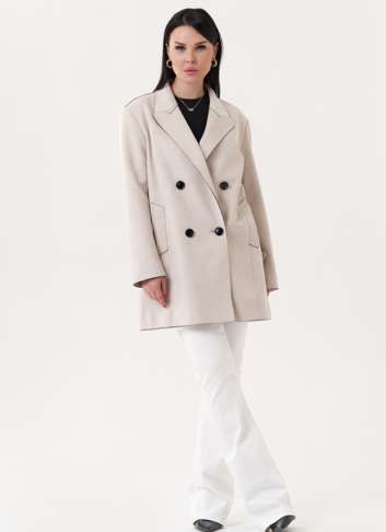 Жакет из эко замши с английским воротником