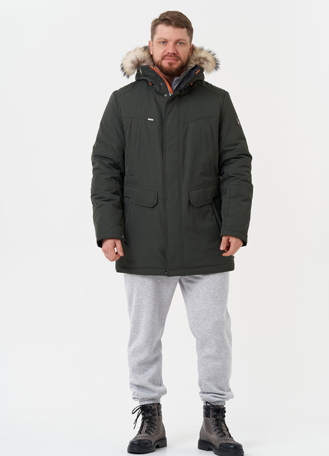 Пуховик с отделкой из меха енота модель № 28275 в рассрочку