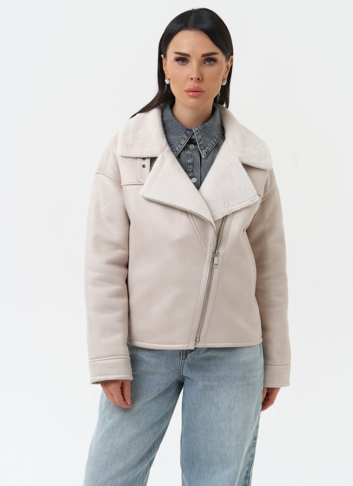 Короткая дубленка из эко замши