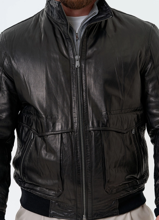 Мужская утепленная куртка из натуральной кожи модель № 32037 универмаг малина