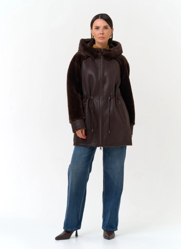 Женская дубленка из эко замши