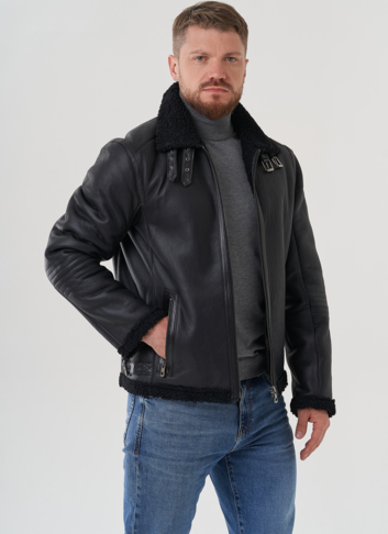 Мужская дубленка черного цвета 