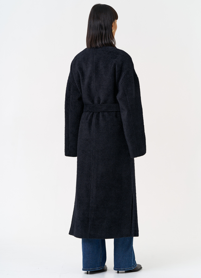 Женское длинное пальто в темно-синем цвете модель № 31485 в кредит