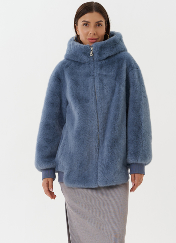 Шуба из эко меха с капюшоном