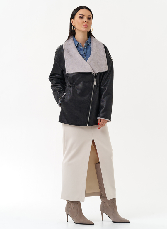 Женская дубленка из эко замши 