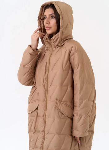 Женское свободное пальто с капюшоном фото