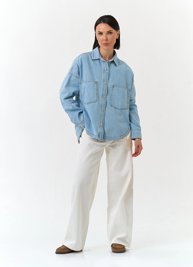 фото Женская джинсовая куртка рубашка модель № 33129