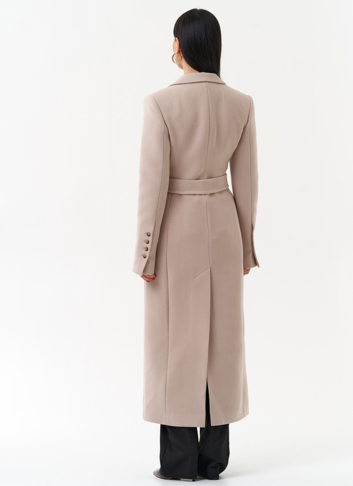 Длинное женское пальто с английским воротником