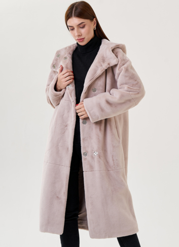 Длинное пальто из искусственного меха