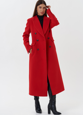 Двубортное пальто с английским воротником