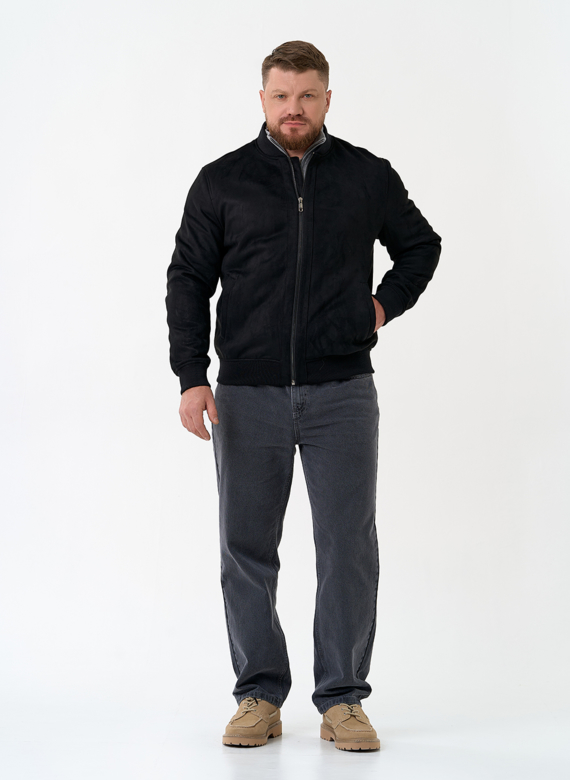 Мужская куртка бомбер из эко замши