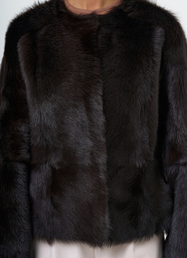 Женская натуральная дубленка в коричневом цвете модель № 31629 универмаг малина