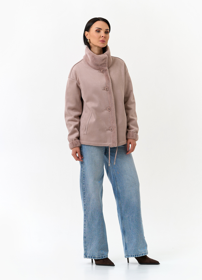 Женская двухсторонняя дубленка из эко замши модель № 32789 в кредит