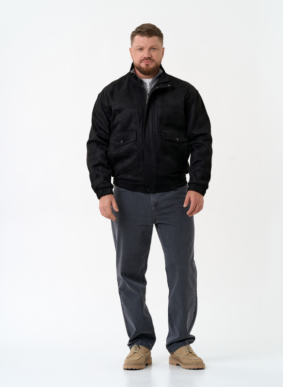 Мужская куртка бомбер из эко замши