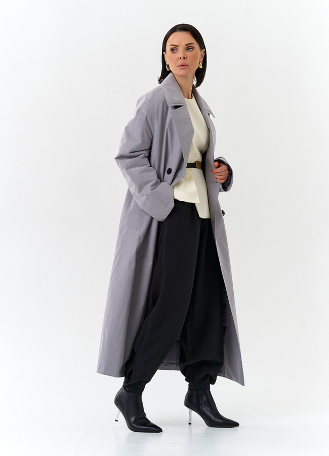 Женский утепленный плащ с английским воротником модель № 32576 универмаг малина