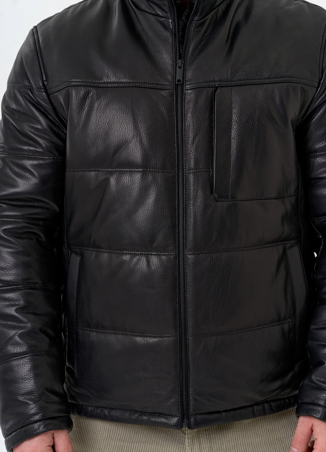 Куртка из натуральной кожи черного цвета модель № 29323 универмаг малина