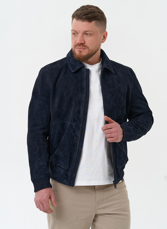 Мужская куртка бомбер из натуральной замши