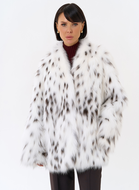 Шуба из лисы с инкрустацией под рысь