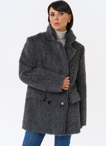 Женское утепленное пальто с английским воротником