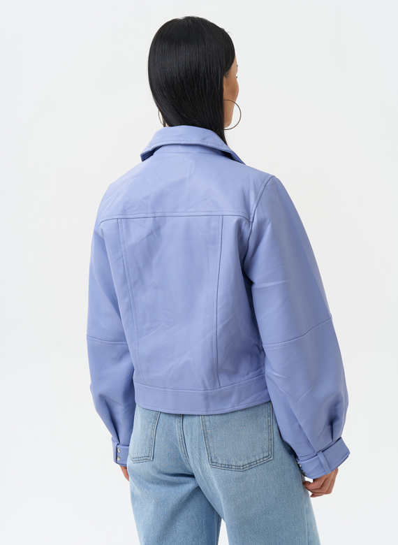 Куртка косуха из эко кожи голубого цвета